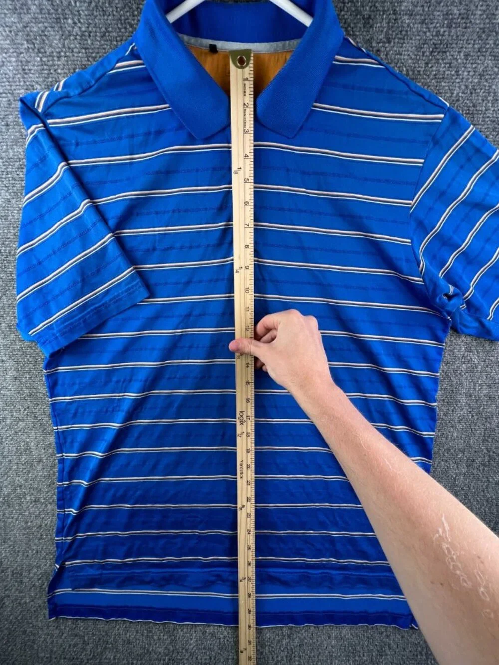 Adidas Climacool Blue Gold Striped Large Short Sleeve Polo Shirt Men’s Golf